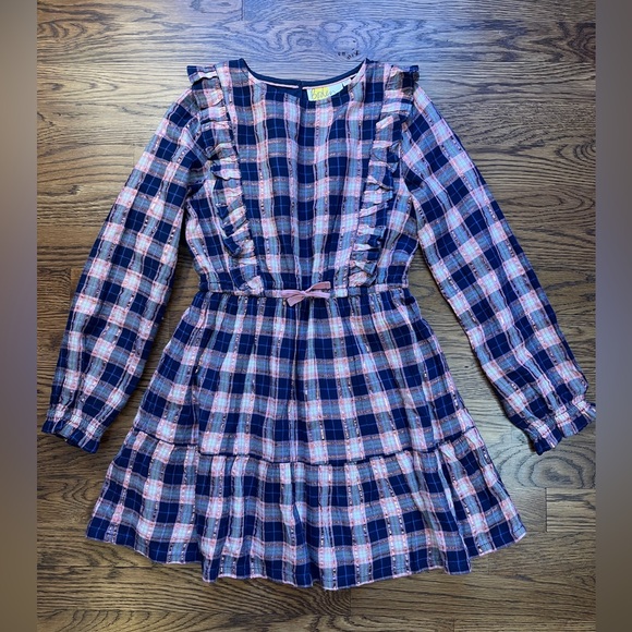 Mini Boden Frill Tiered Sparkle Dress - Picture 1 of 13